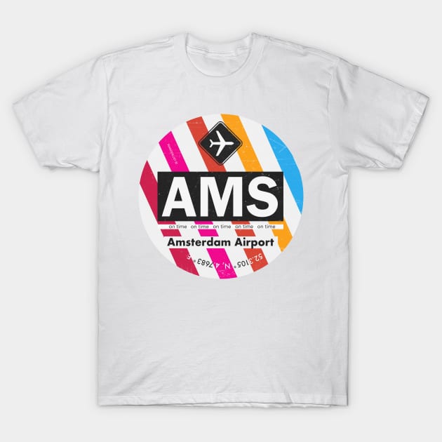 Amsterdam airport sticker T-Shirt by Woohoo